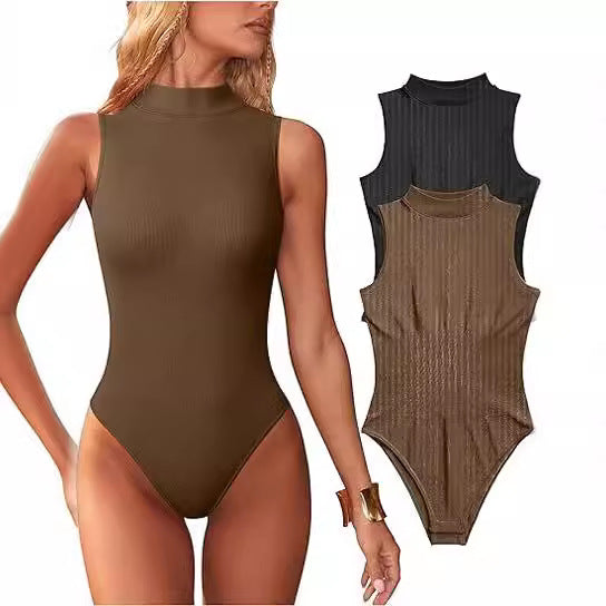 Women's bodysuit with elegant stand-up collar and textured surface Lune London