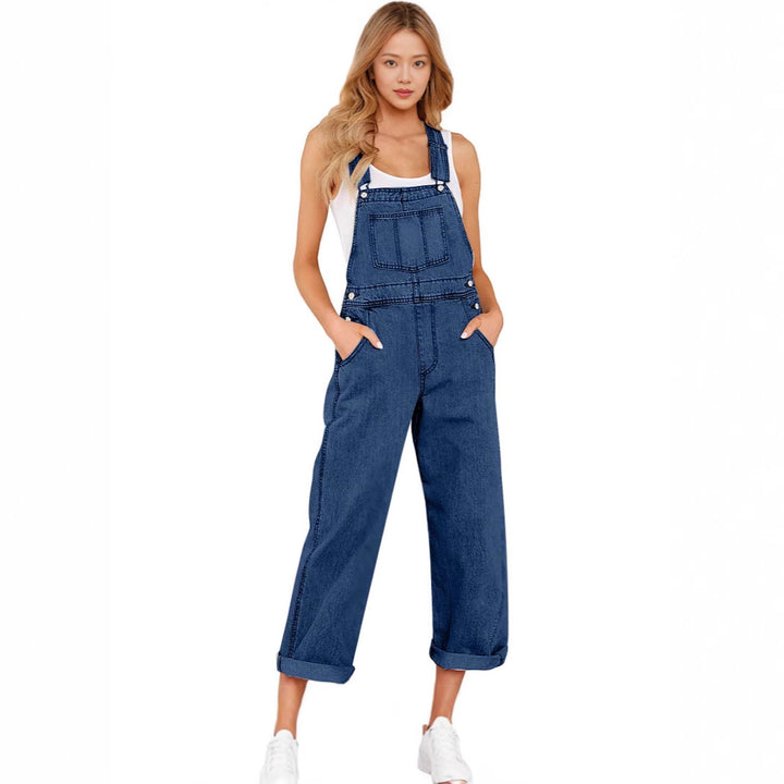 Women's casual denim overalls with practical pockets and wide legs Lune London