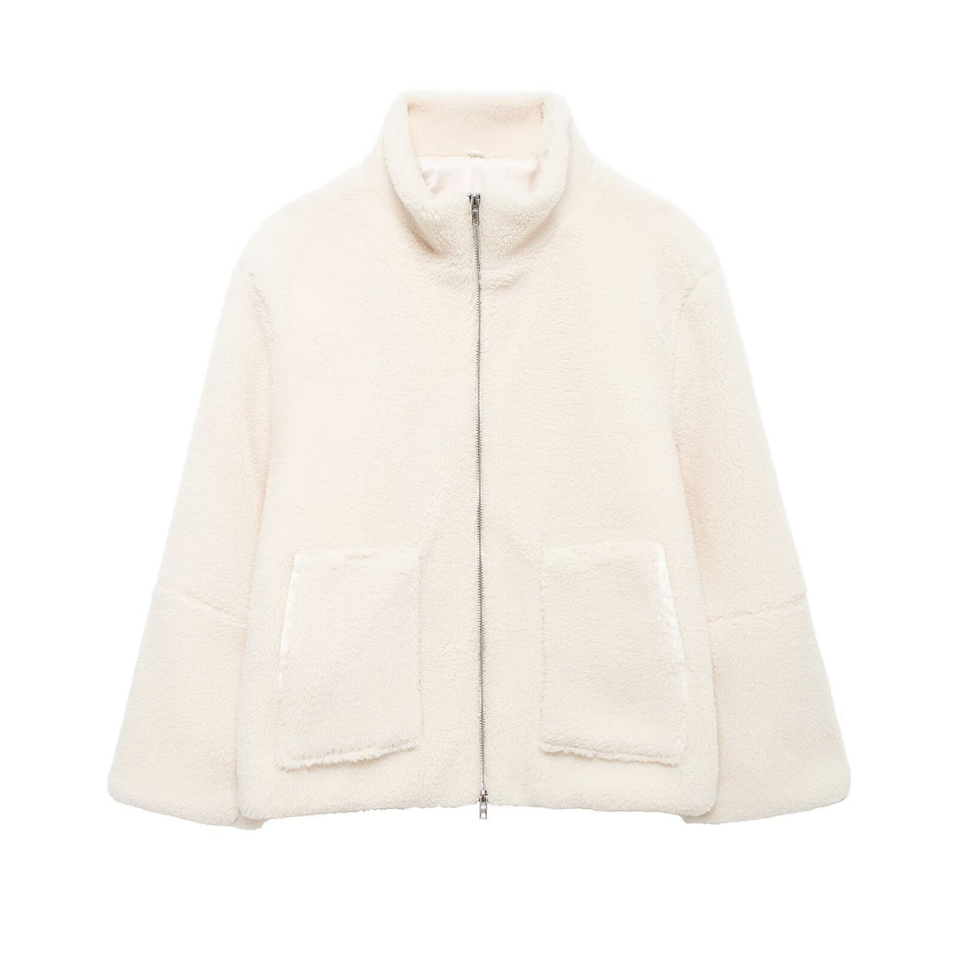 Ladies Cozy Fleece Jacket with High collar and Practical Pockets Lune London