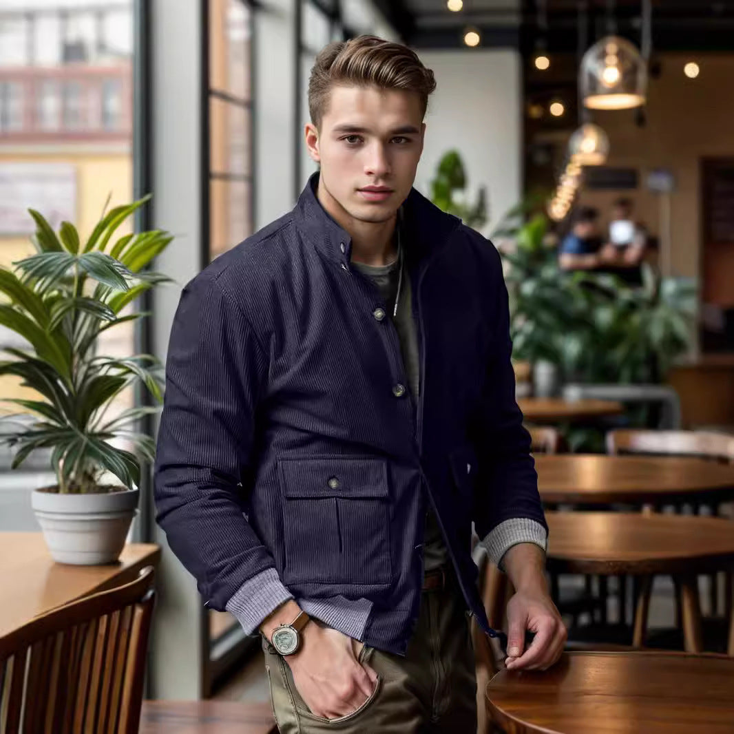 Modern quilted jacket for men with practical pockets and high collar Lune London