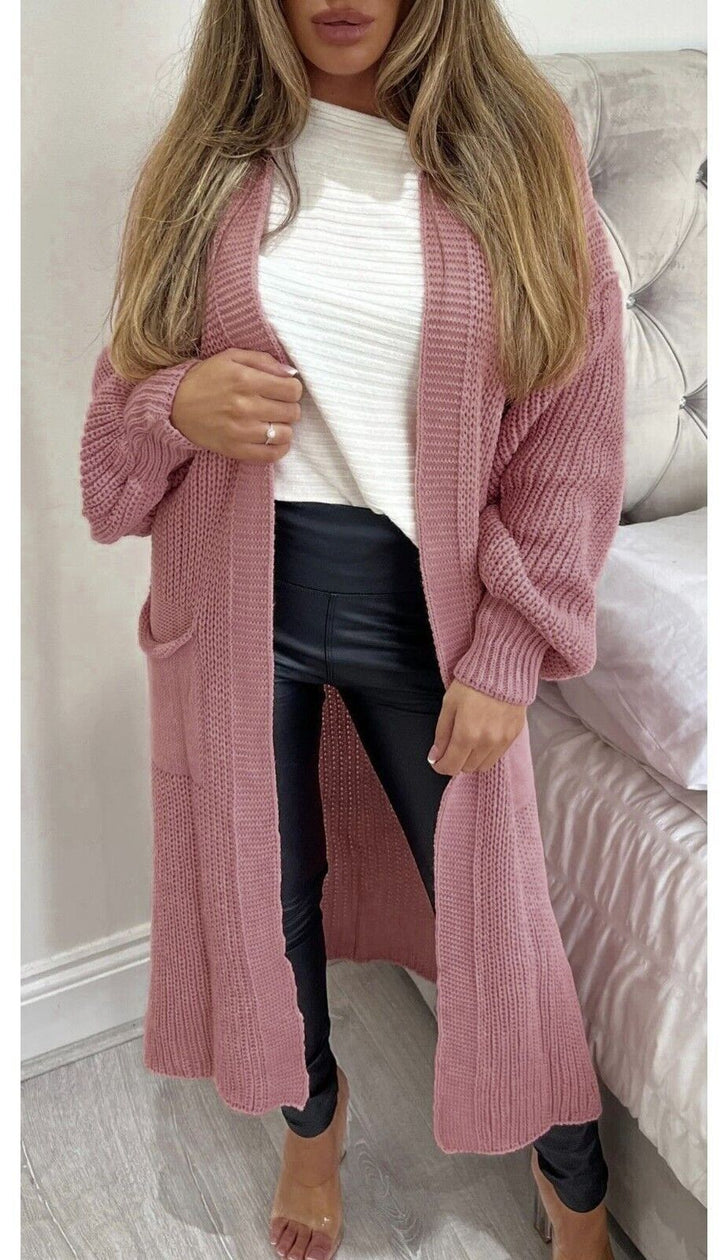 Ladies Long Sweater Coat with Large Pockets Lune London
