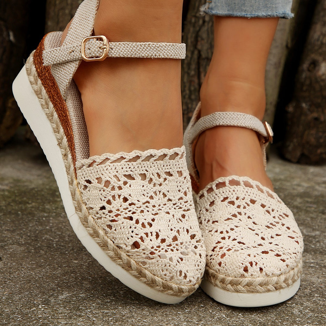 Dames espadrilles à brides chevilles en crochet Lune London