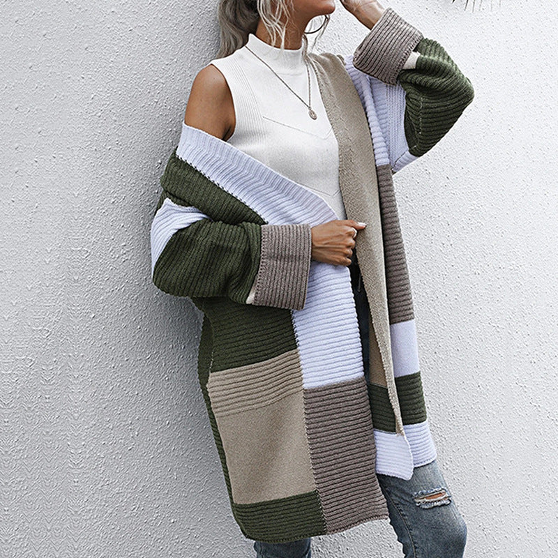 Ladies long sleeve cardigan with trendy block design and relaxed fit Lune London