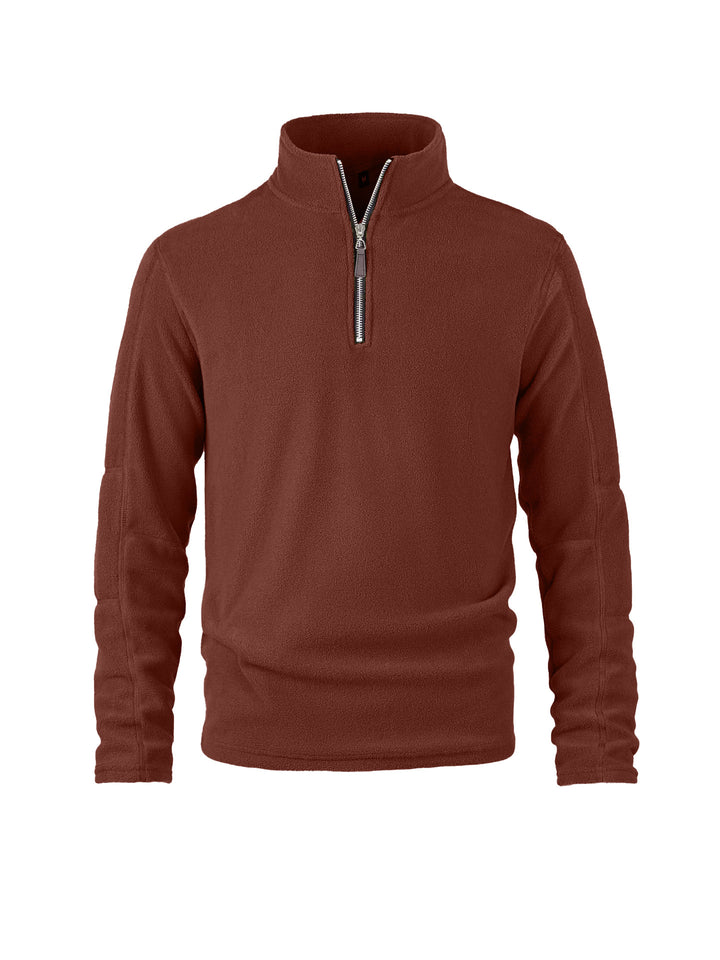 Fleece pullover for men with a high collar and practical zip details Lune London