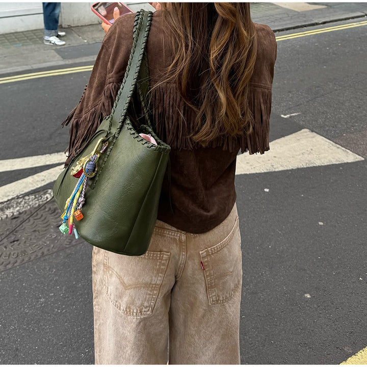 Casual suede jacket for women with fringes and pockets Lune London