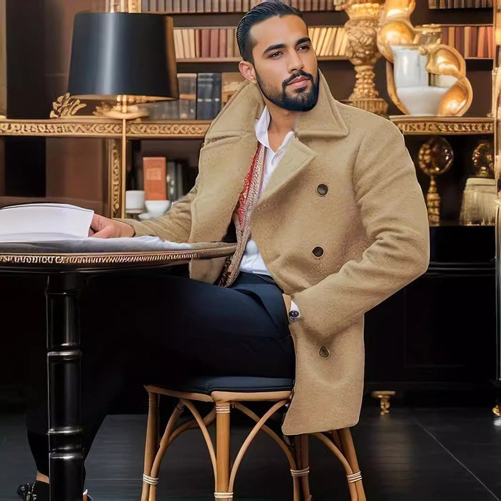 Men's Classic Double-Breasted Coat with Soft Lining Lune London