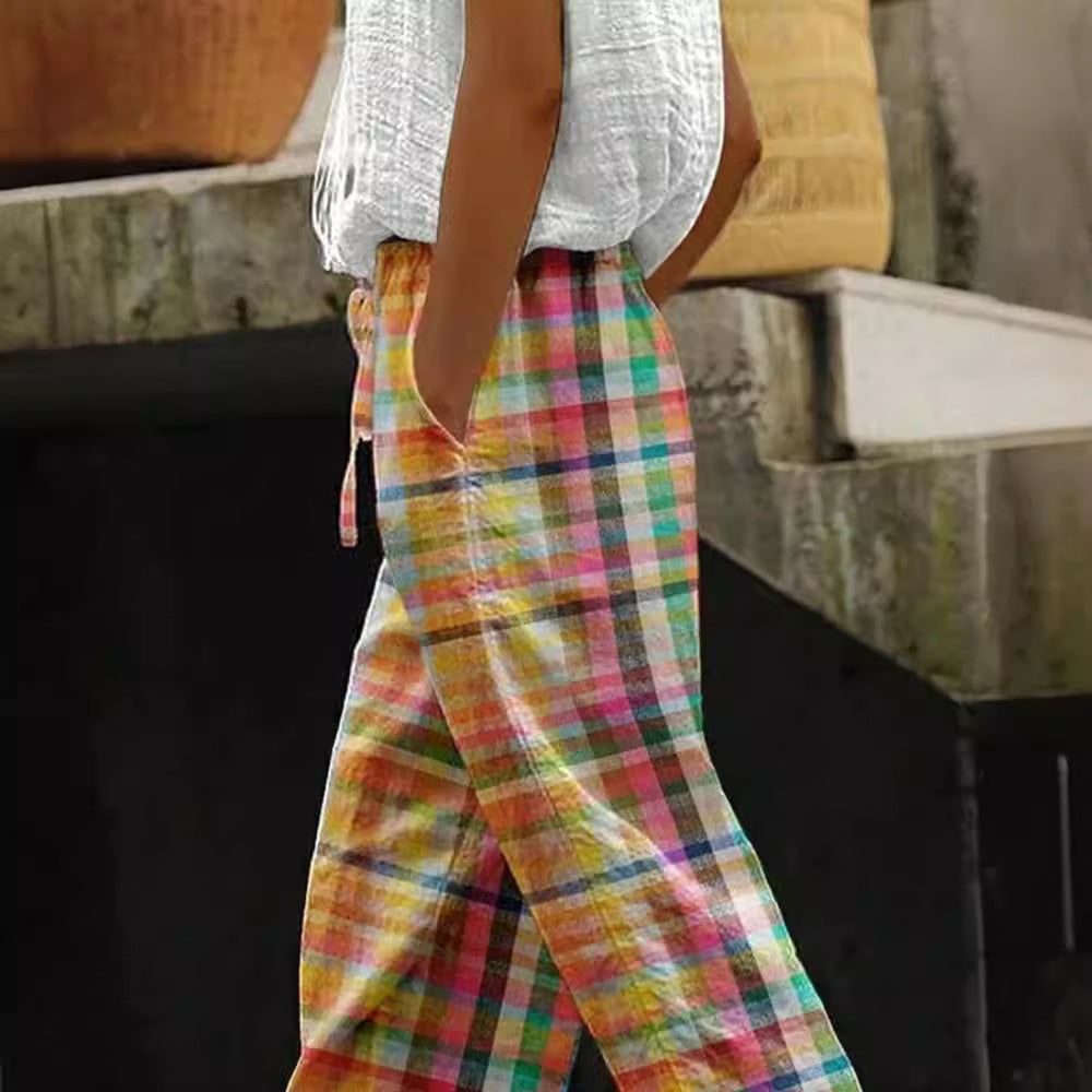 Pantalons d'été à carreaux pour femmes Chic & Stil