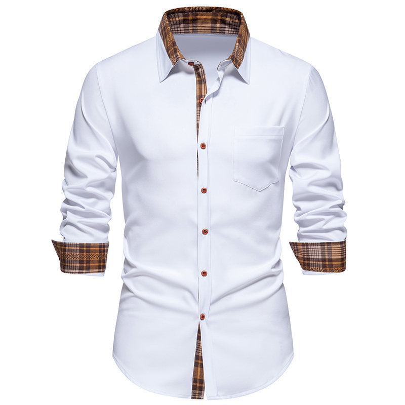 Long sleeve shirt for men with a modern checkered collar and a high-quality cotton blend Lune London