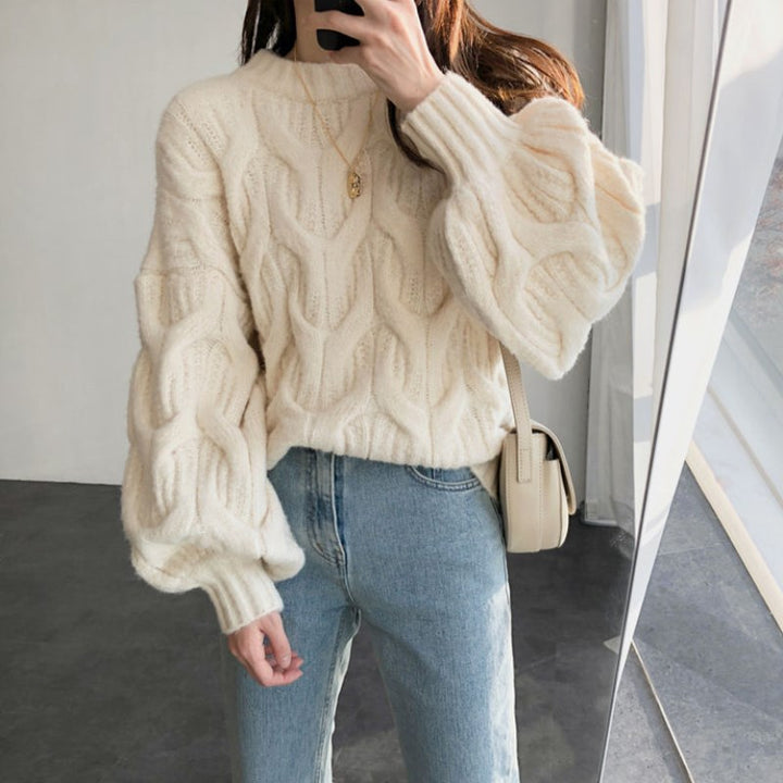 Pull en maille épaisse pour femmes avec un design de câbles élégant et une coupe décontractée Chic & Stil