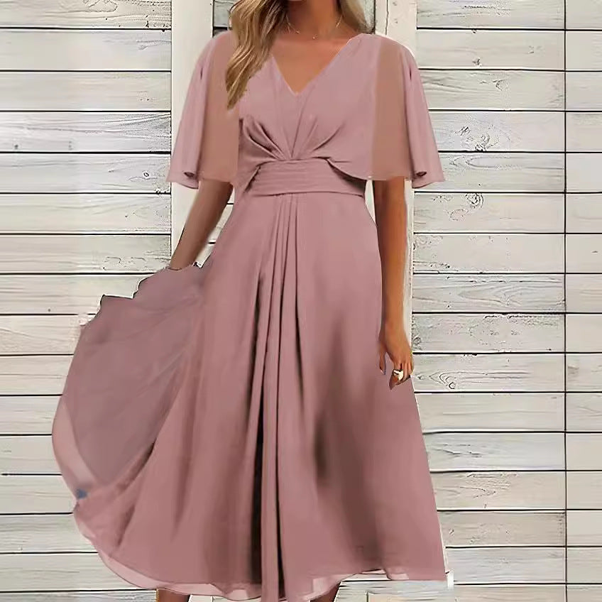 Elegant maxi dress for women with flowing sleeves and a chic V-neck.