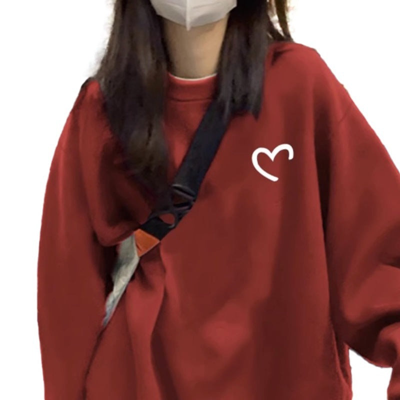 Women's Casual Oversized Sweater with Heart-shaped Design and Comfortable Materials