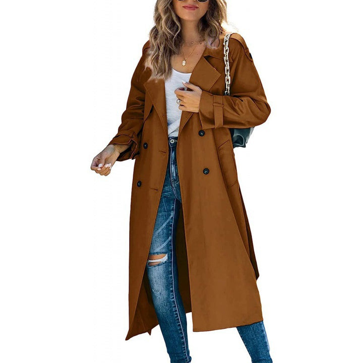 Elegant trench coat for women with double-breasted closure and belted waist Lune London