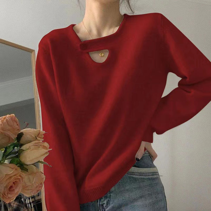 Pull femme avec détail de bouton innovant et coupe décontractée Chic & Stil