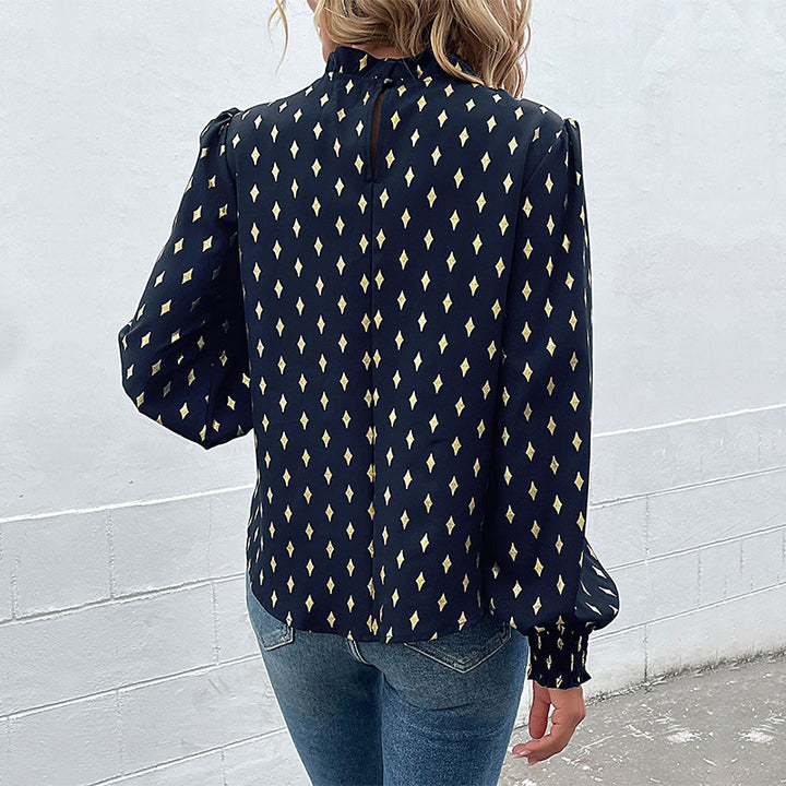 Women's blouse with high-quality print and generous puffed sleeves Lune London