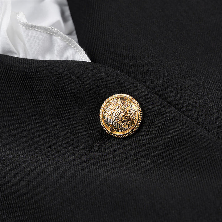 Ladies Elegant Blazer Jacket with Ruffle Details and Chic Button Closure Style