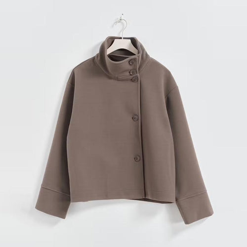 Women's Short Jacket with High Collar and Button Closure Lune London
