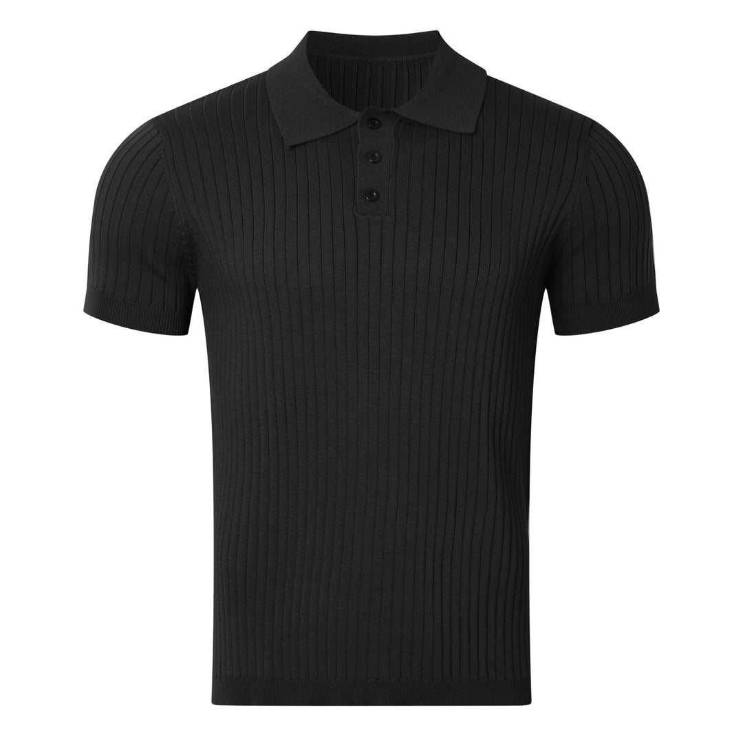Cotton polo shirt for men with textured ribbed design and elegant collar Lune London