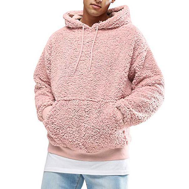 Men's Casual Teddy-Fleece Hoodie with Practical Kangaroo Pockets and Adjustable Drawstring Lune London