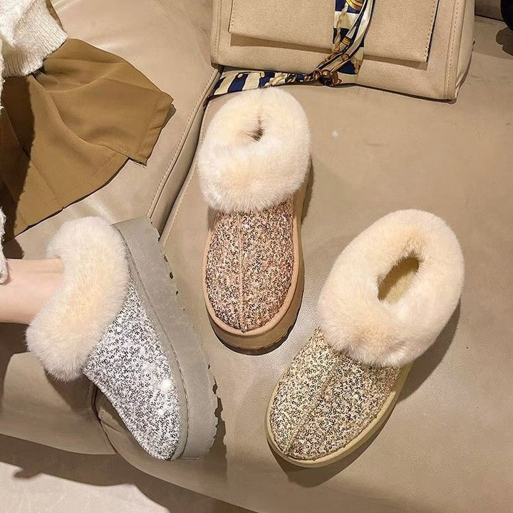Ladies Plush Sparkly Slippers Lune London