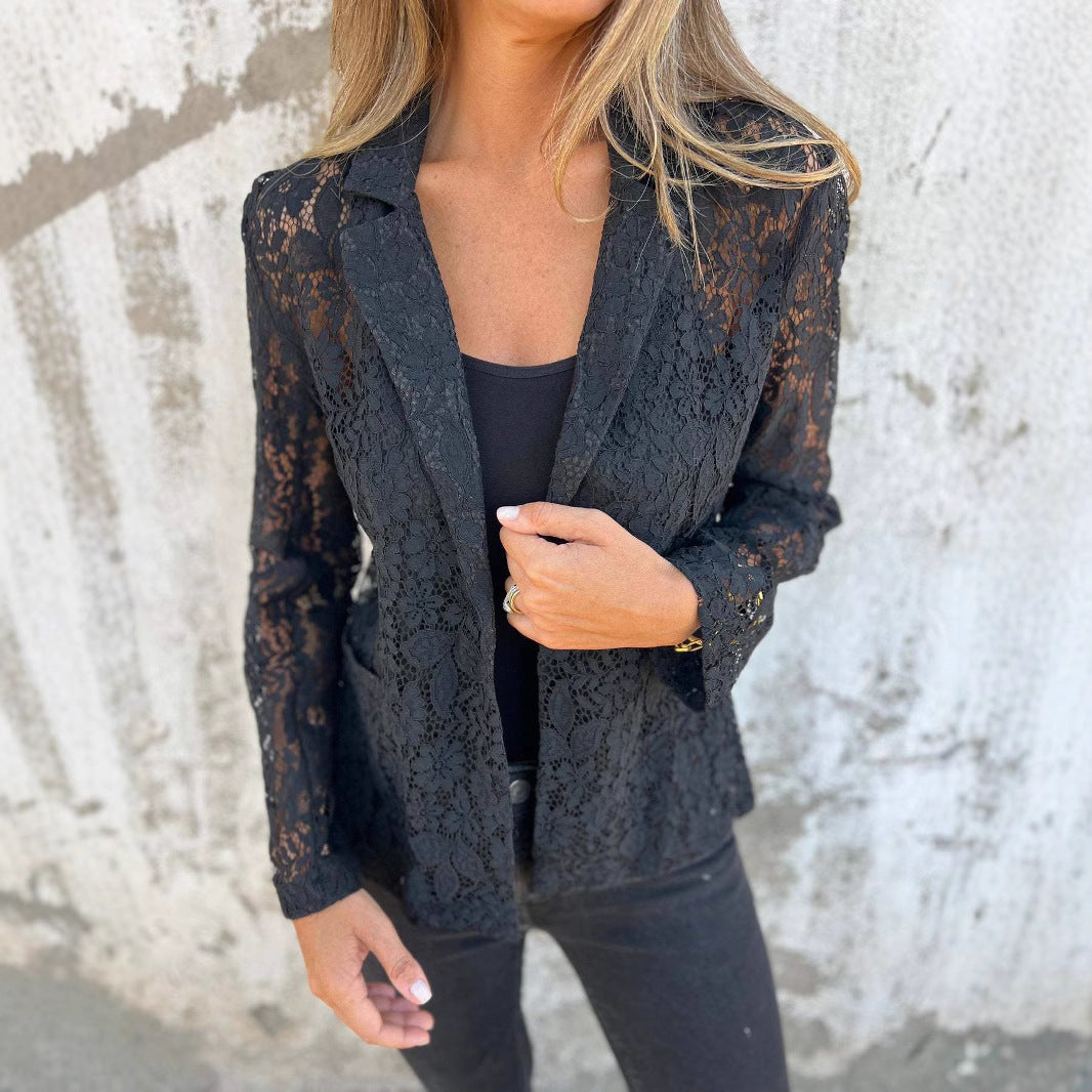 Chic and Stylish Transparent Lace Blazer for Women