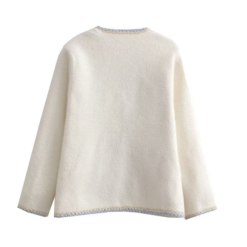 Elegant knitted cardigan for women with decorative pearl buttons and practical pockets Lune London