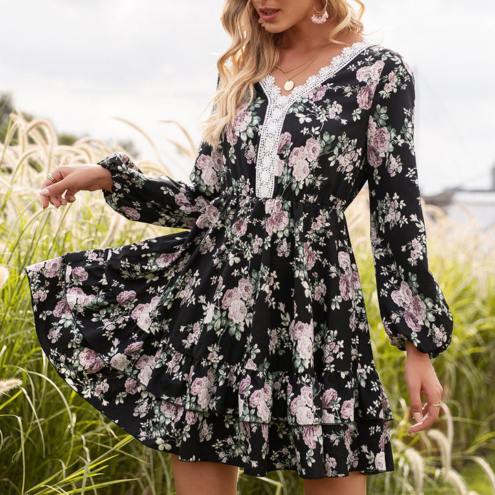 Mini dress for women with floral prints and elegant ruffle details Lune London