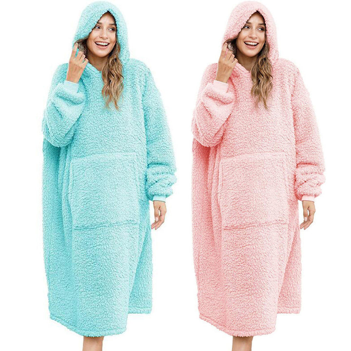 Men's cozy fleece bathrobe with hood and pockets Lune London