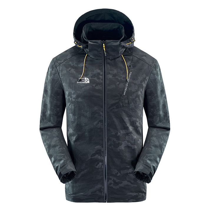 Waterproof camouflage jacket for men with adjustable hood Lune London