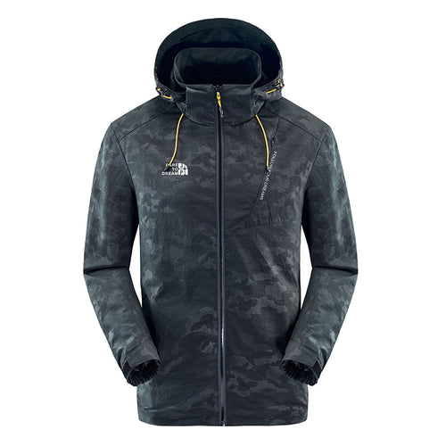 Waterproof camouflage jacket for men with adjustable hood Lune London