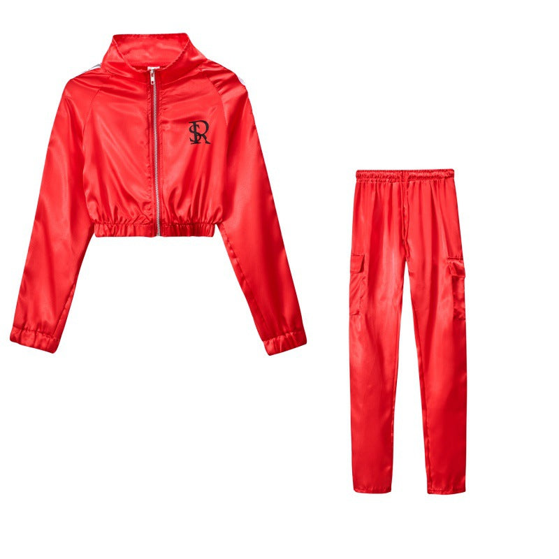 Women's sporty tracksuit set with cropped jacket and jogger pants Lune London