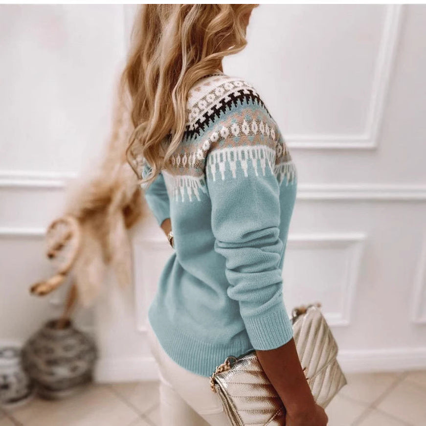 Knitted sweater for women with Nordic pattern Lune London