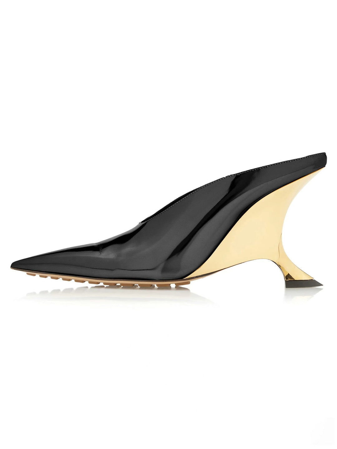 Women’s Pointed Metallic Wedge Mules with Sculpted Heel Lune London