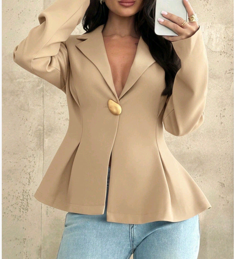 Women's Peplum Blazer with Unique Button Details Lune London