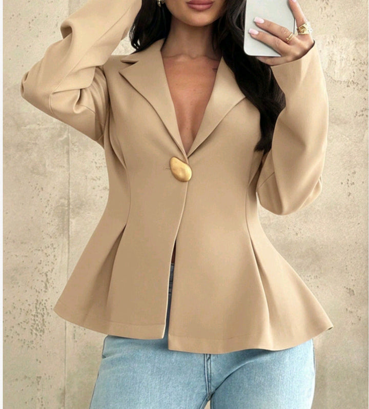 Women's Peplum Blazer with Unique Button Details Lune London