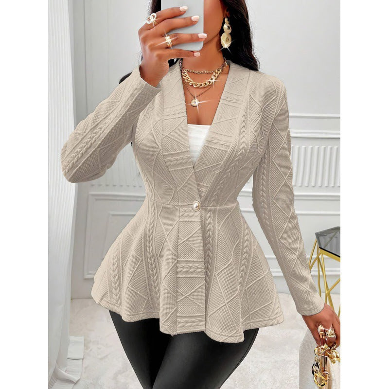 Women Knit Peplum Blazer Lune London