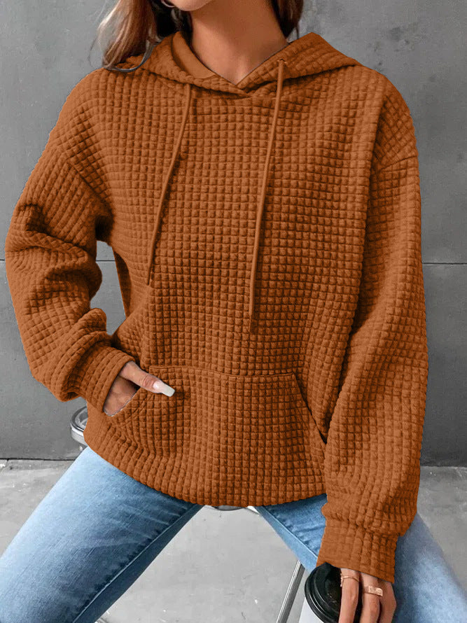 Haut en waffle pour femmes avec poche kangourou et coupe décontractée Chic & Stil