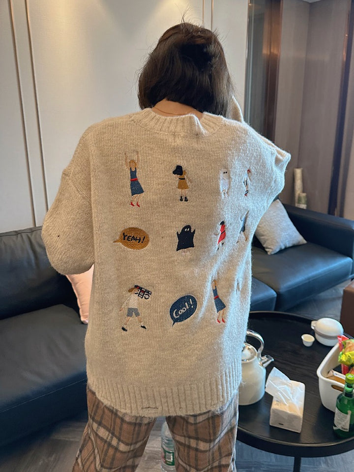 Pull en maille épaisse pour femmes avec broderie unique Chic & Stil