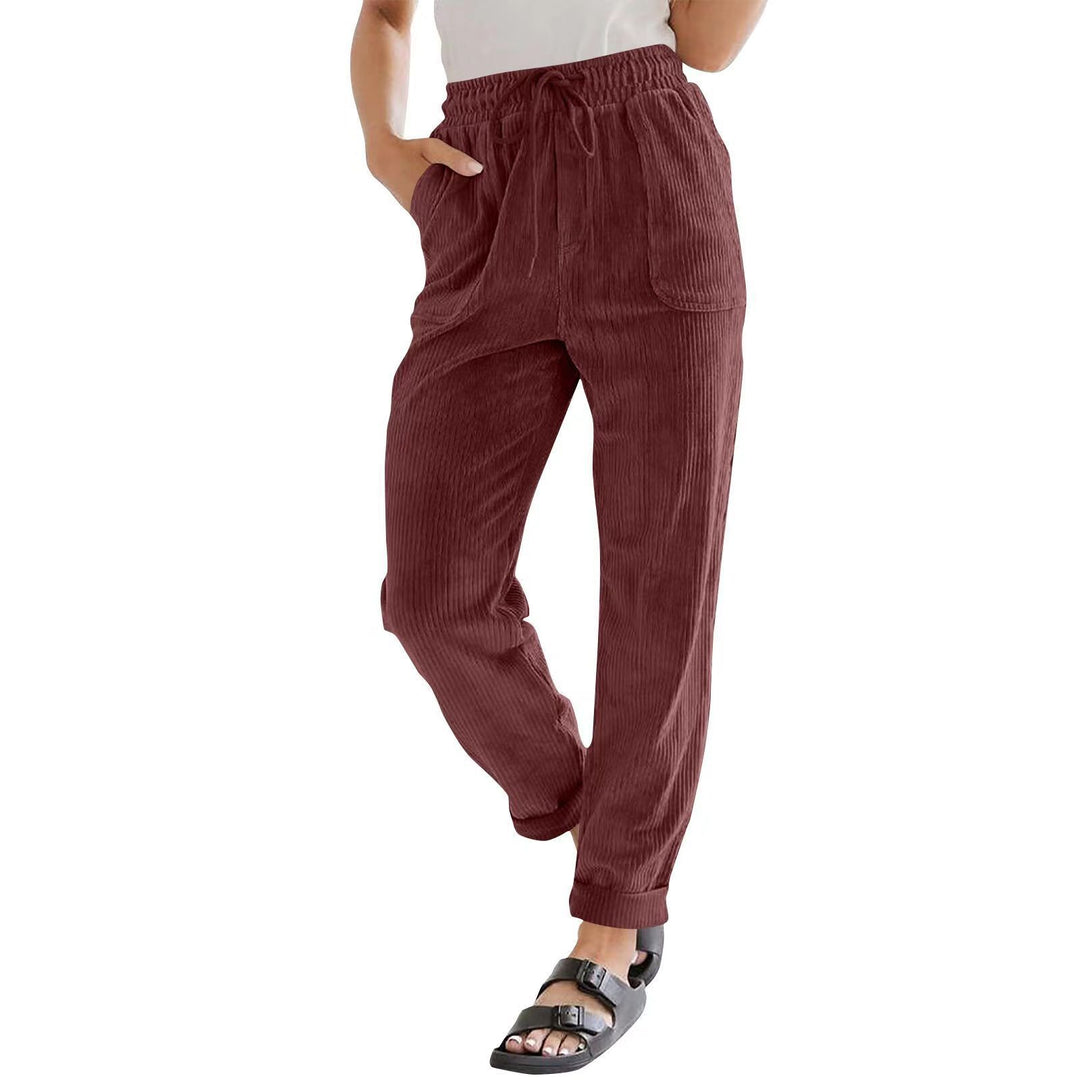 Dames Pantalon de loisirs en matériau côtelé confortable Lune London
