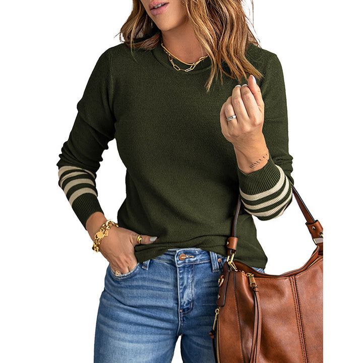 Pull en tricot pour femmes avec des poignets de manches contrastants Chic & Stil