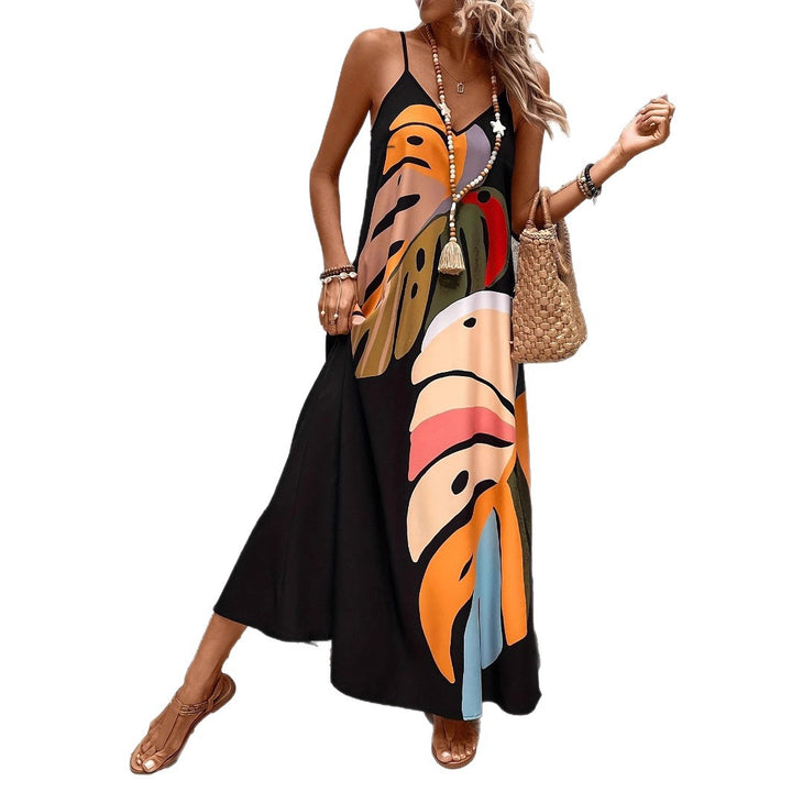 Maxi dress for women with creative leaf pattern Lune London