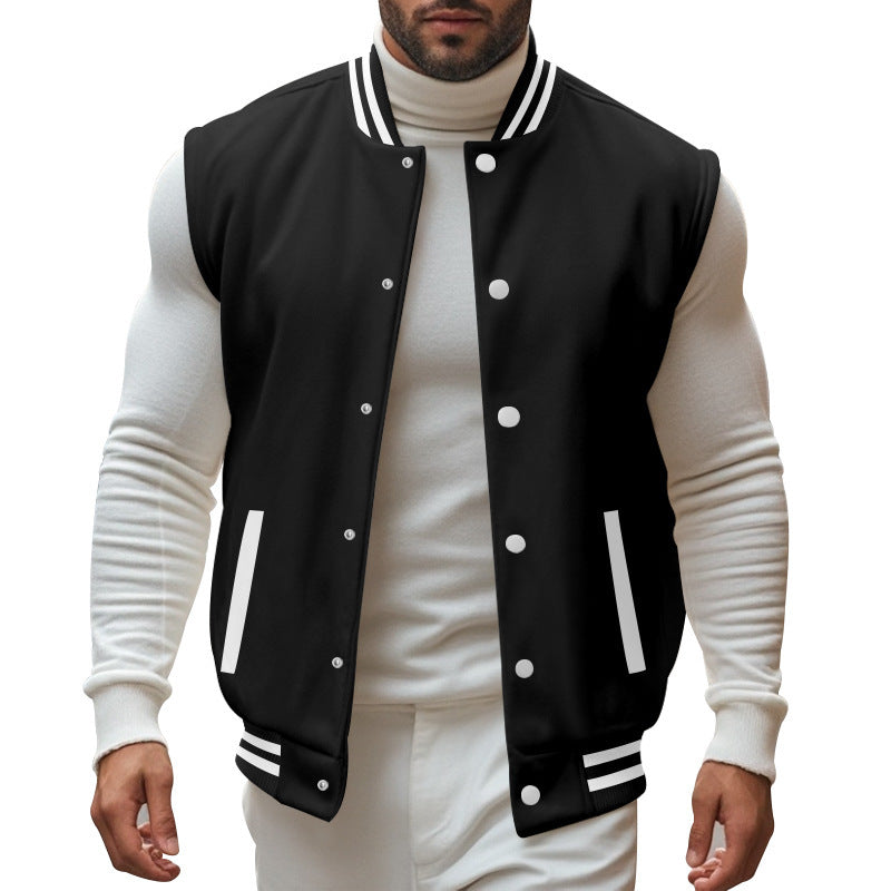 Casual men's cardigan with a sporty style featuring a snap button closure and side insertion pockets Lune London