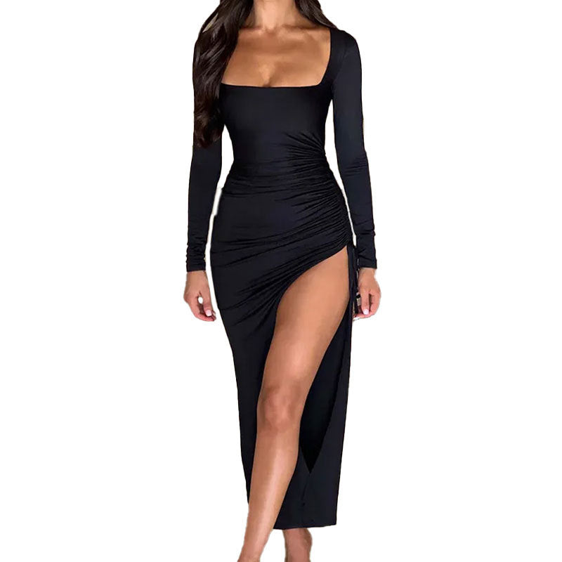 Robe maxi femme avec fronces et silhouette flatteuse Chic & Stil