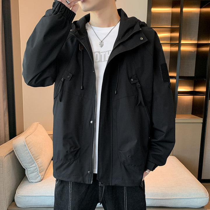 Casual outdoor men's jacket with adjustable hood and practical pockets Lune London