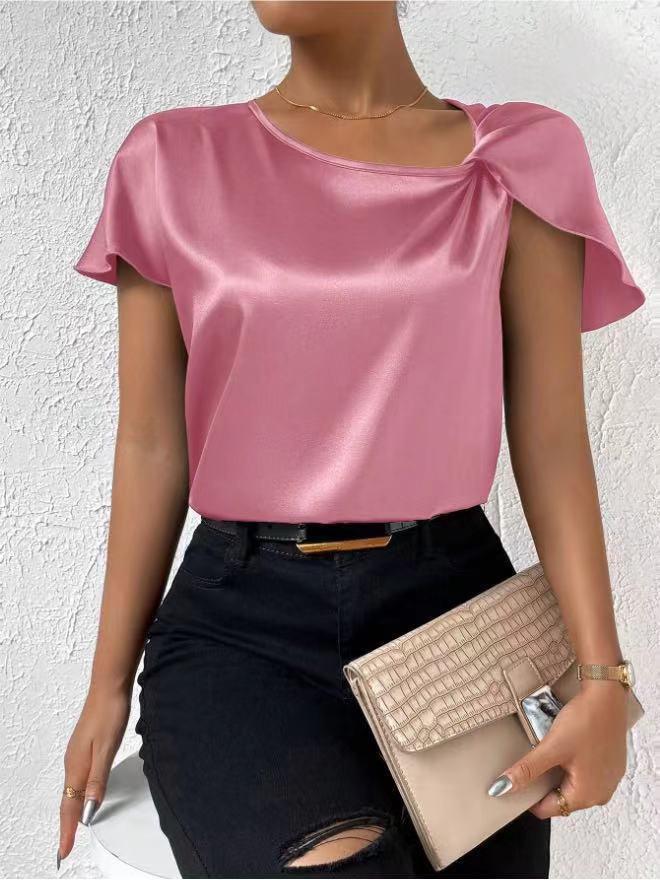Lune London | Satin Twist Solid Color Loose Versatile Top