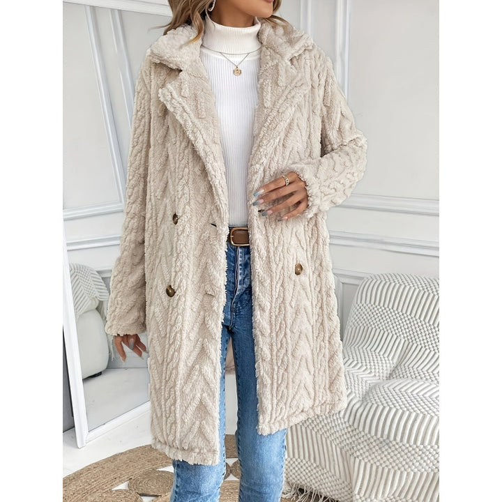 Ladies Teddy Plush Coat with Double-Breasted Closure and Structured Design Lune London