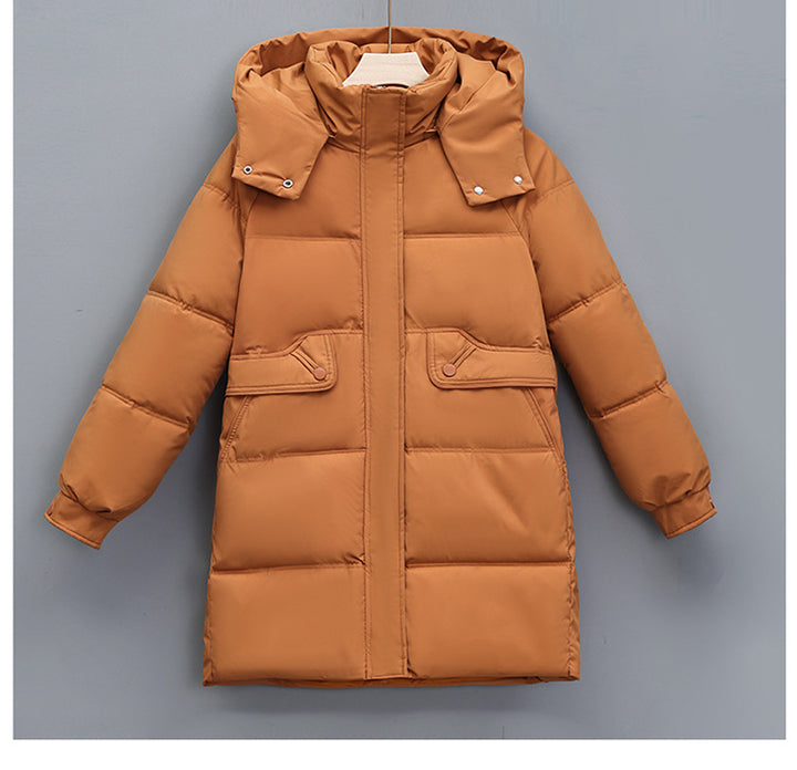 Ladies Long Winter Coat with Removable Hood and Practical Pockets Lune London