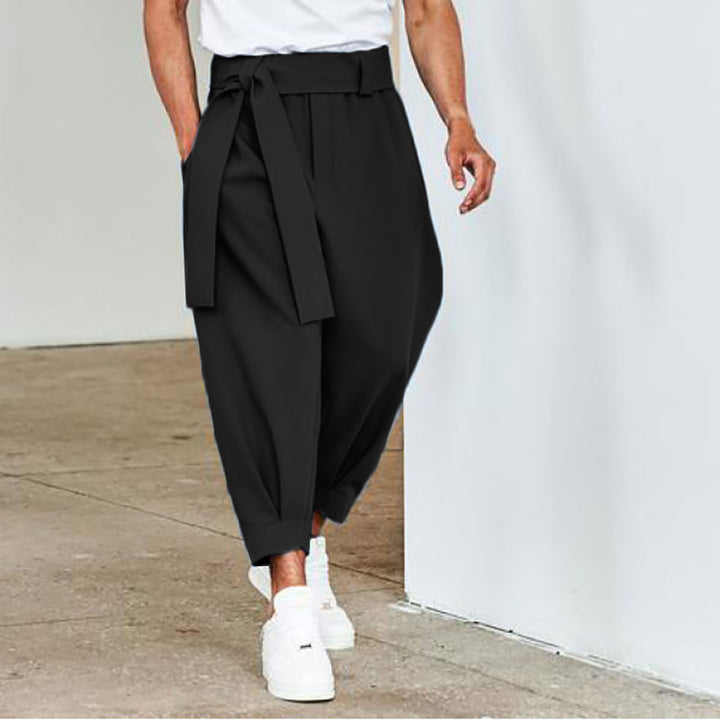 Lune London elegant leisure pants for men with tie belt and wide cut