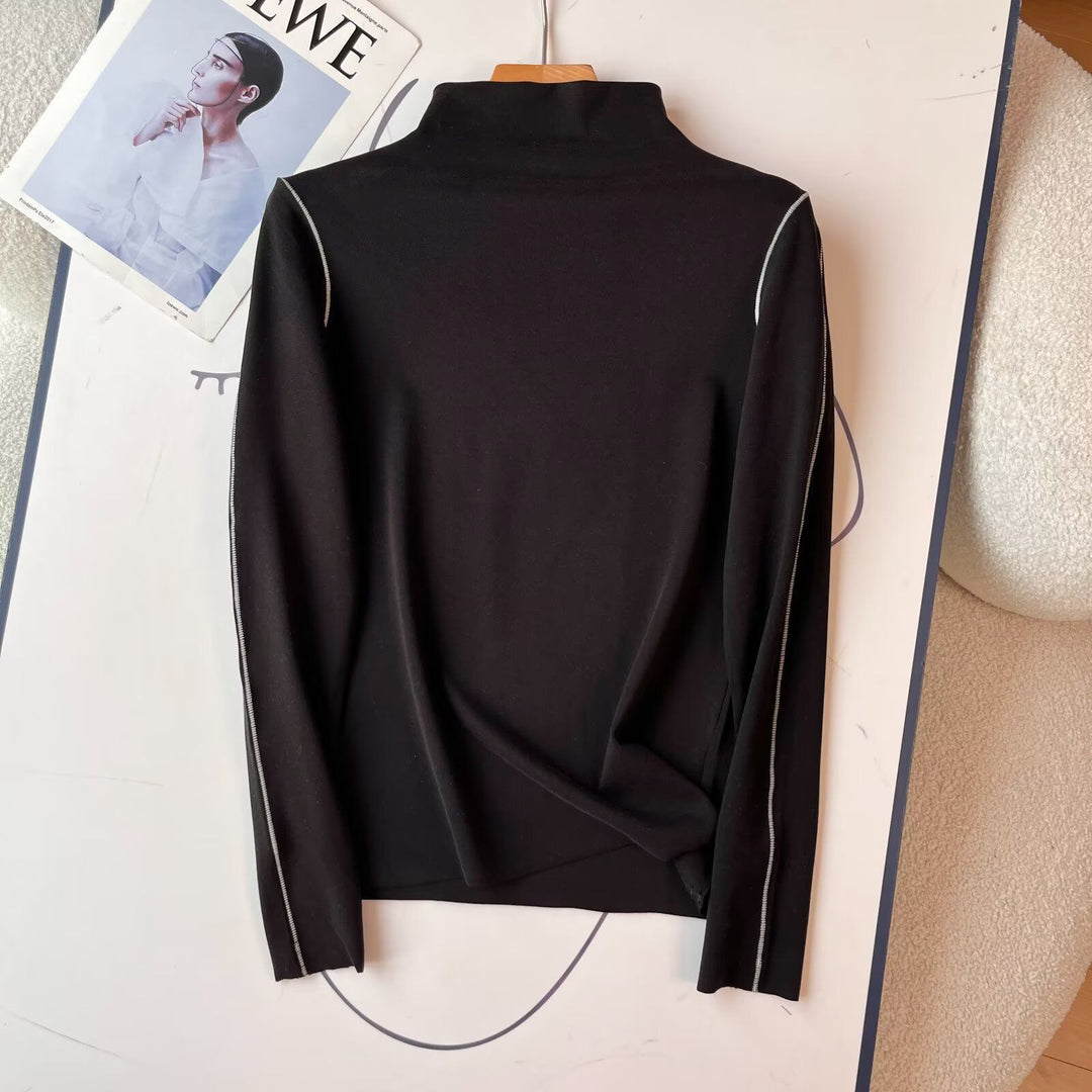 Chemise polo à manches longues sportive pour femmes avec solution de col élégant Chic & Stil