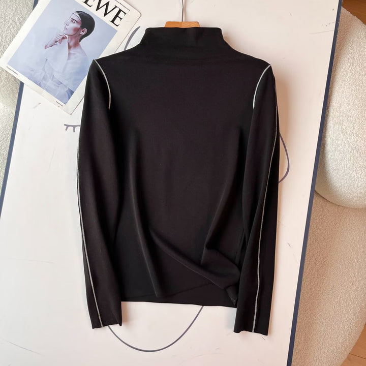 Chemise polo à manches longues sportive pour femmes avec solution de col élégant Chic & Stil