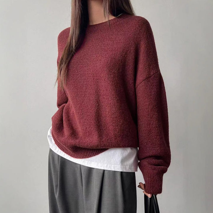 Ladies Casual Knitted Sweater with High Collar and Voluminous Sleeves Lune London